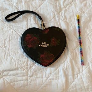 Coach heart shaped wristlet